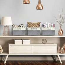 Sorbus Fabric Storage Cubes 15 Inch Big Sturdy Collapsible Storage Bins with Dual Handles Foldable Baskets for Organizing Decorative Storage Baskets for Shelves Home and Office Use 3 Pack Grey - Contenedoresgrisesdealmacenamiento-Textoenmayúsculas - Ver 3