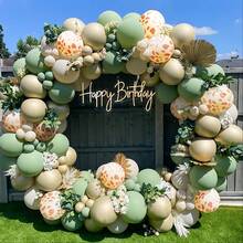 103pcs Balloon Garland Set With Sage Green, Sand, Gold And Jungle Giraffe Animal Print Balloons, Suitable For Woodland Theme Giraffe Wedding, Two Wild Boys, Girls, Children, Baby Shower, Gender Reveal, Birthday, Room Party Decoration - Olive Green - View 4