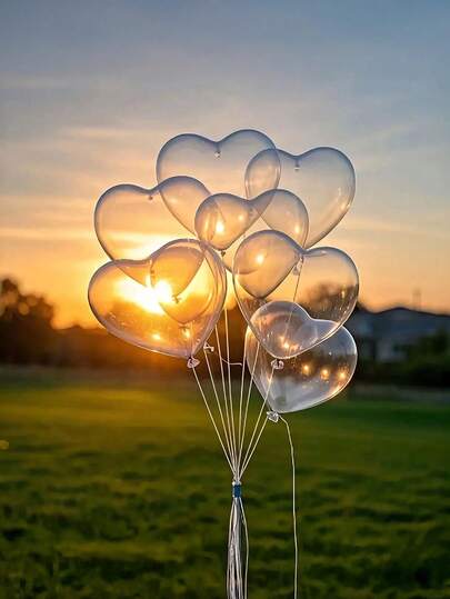 21/42 个透明爱心乳胶气球，无需电源，节日派对装饰，非常适合生日、婚礼、情人节、单身派对装饰、周年纪念、主题活动装饰、订婚仪式装饰、开幕式、毕业季、家居装饰、气球布置、气球派对、摄影道具签到照片氛围背景、摄影道具静物装饰