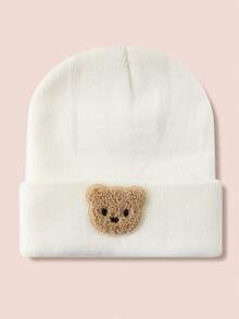 1 件可爱熊图案婴儿针织帽，儿童针织帽，适合男孩和女孩，适合户外和日常穿着，秋冬 - 彩色 - 查看 30