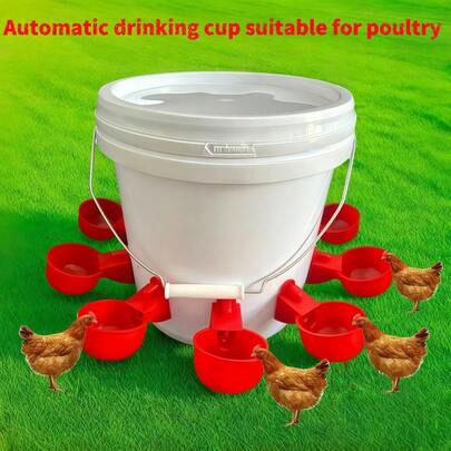 自动饮水器 - 优质PP材质，自停式鸡饮水器 - 耐用，易于安装，适用于家禽、鸭子和鸟类（带钻）[鸡自动饮水器] 火鸡喂食杯 包装内含自动家禽饮水杯+螺母，易于安装。您的包装内附有极其简单的说明！