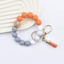 1pc Silicone Bead Bracelet, Keychain, Decorative Pendant, Elegant Silicone Beads, Chic Keychain, Lobster Clasp For Backpack And Car Keys - Ideal Gift For Women - Pumpkin Multi-color - View 6