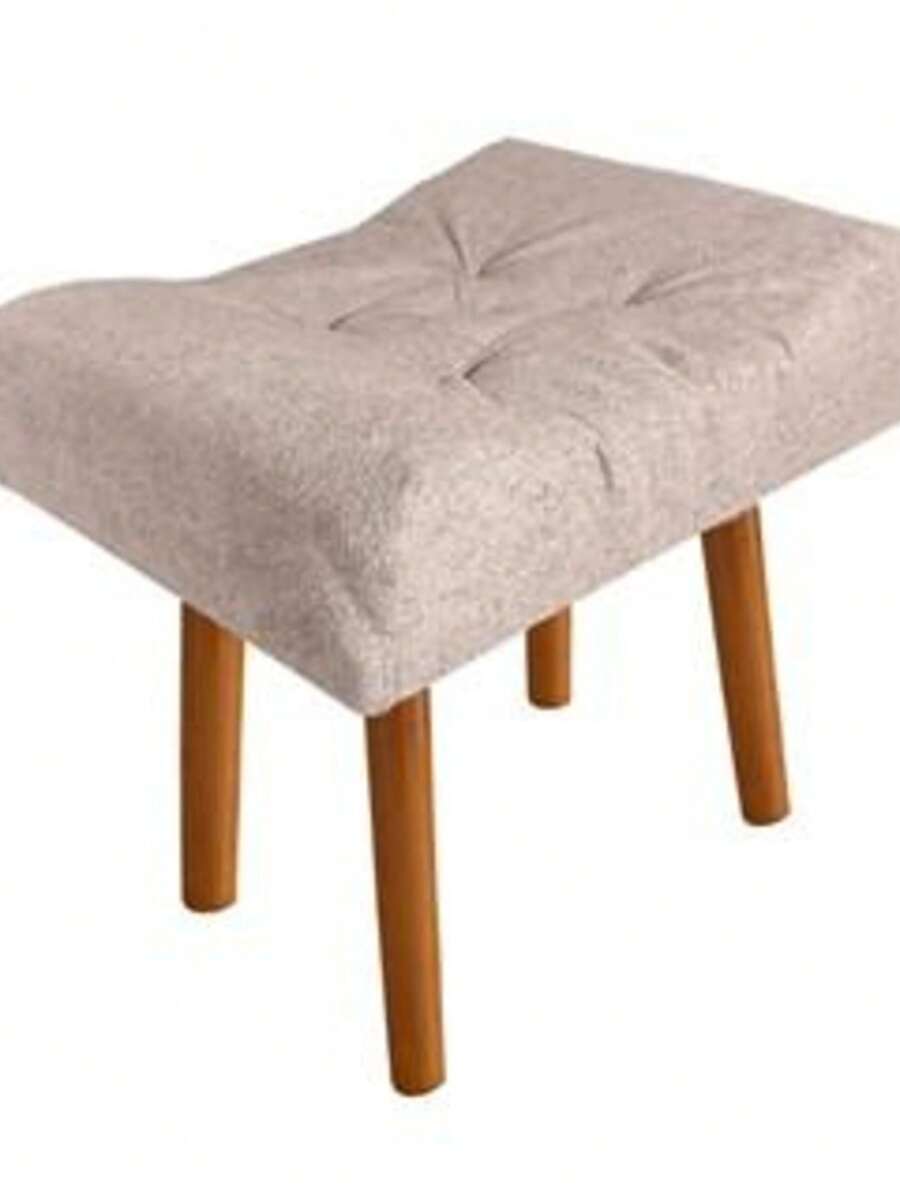 Puff Canoa Decorativo Suede Veludo com Pés Palito Madeira • Resistente até 150kg • Confortável e Moderno