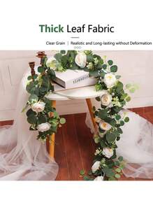 1 paquete de guirnalda de vid artificial de hojas de eucalipto, decoración de ratán apta para decoración del Día de San Valentín, boda, fiesta y hogar, plantas falsas para manteles y decoración del hogar