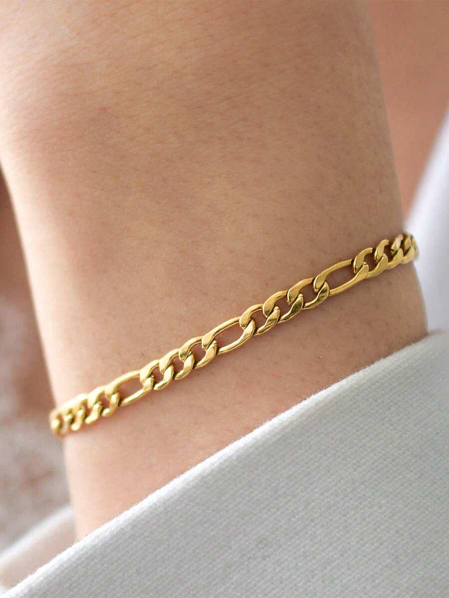 1pc Elegant Metal Design Casual Stainless Steel Women's Bracelet, Fashionable Daily Decor