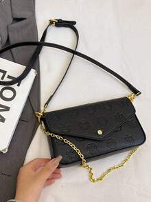 Túi đeo chéo xích nữ mùa hè mới 2025, Túi xách Baguette cổ điển dành cho nữ, Túi xách thời trang - màu đen - Xem 7