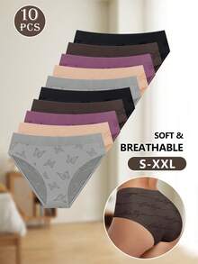 Morelect 10条装女士低腰印花透气舒适性感内裤