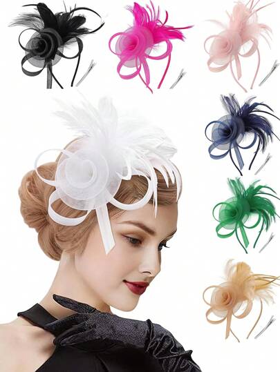 1 peça chapéu fascinator para festa de chá para mulheres chapéu Kentucky Derby Pillbox chapéu de igreja para casamento