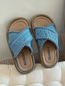 Comfortable Open Toe Girls Slippers - Breathable Lightweight Beach Sandals - Suitable For Outdoor Activities - Blue - View 8