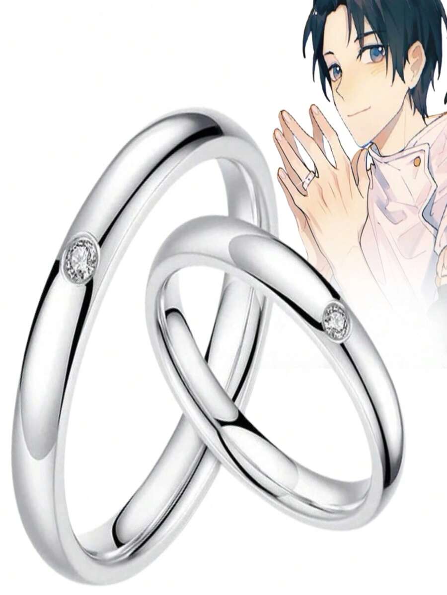 Anime Yuta Okkotsu Light Point Adjustable Silver Ring Couple - 銀 - 查看 1
