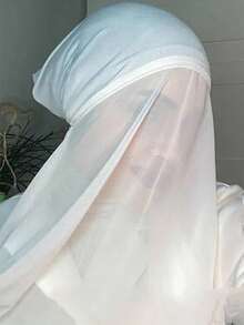 1 件女士经典休闲套头雪纺围巾，纯色舒适透气莫代尔面料颈部保暖，头巾，一体式头巾，适合日常穿着