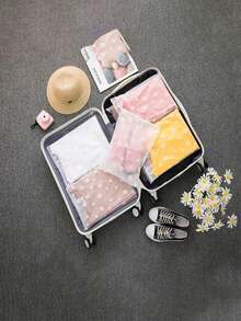 Bolsa de almacenamiento de ropa de PEVA, bolsa de almacenamiento de viaje con estampado de pequeñas margaritas, bolsa de clasificación de ropa transparente de PVC, bolsa de empaque impermeable con cremallera para ropa interior, caja de almacenamiento de ropa con patrón de pequeñas margaritas para el hogar, bolsas de almacenamiento transparentes y esmeriladas, bolsas de embalaje de envíos, para empacar camisetas, camisas, zapatos, documentos, bolsas de plástico con cierre hermético reutilizables, ahorro de espacio bolsas de almacenamiento de viaje