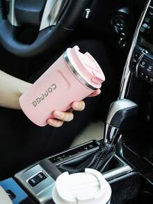 1 件 380ML 不锈钢可重复使用咖啡杯，便携式旅行杯，冷/热防漏保温水杯，适用于办公室和汽车水瓶，返回学校