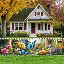 Vibrant Spring Garden Banner, Butterfly And Flower Design - Durable Polyester Outdoor Decor, Suitable For Festivals, Parties, Photography Backdrops, Garden Decoration