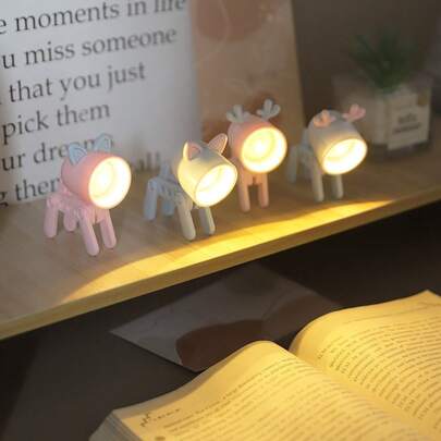 1个迷你卡通暖光护眼夜灯，适合床头阅读 - 护眼，小巧轻便的阅读灯，迷你猫狗造型玩具台灯，适合儿童学习，便携式LED阅读灯，送给孩子、朋友和家人的创意礼物