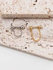 1 đôi bông tai bằng bạc 925 mạ vàng 14k, kiểu dáng tối giản, không gây dị ứng, phù hợp cho nữ giới đeo hàng ngày hoặc dự tiệc (Có hai lựa chọn chiều dài dây: 2.3cm và 3cm) - Hoa tai chuỗi hình chữ U (một chiếc) - Xem 6