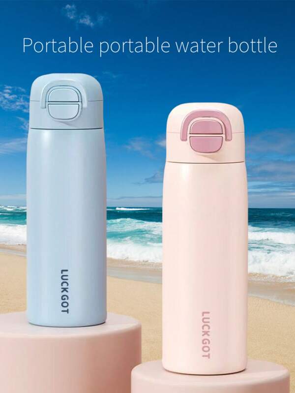 Fashionable Portable Dual Lid Stainless Steel Insulated Water Bottle, Versatile For Outdoor, School, Men And Women