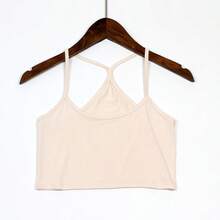 Camiseta de tirantes tipo Y de verano para mujer, antiexposición, de corte entallado, modal, bonita, cruzada, paquete de 4 (negro, blanco, gris y piel) - Blanco y Negro - Ver 6