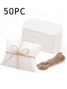 100Pcs Pillow Box Rope Kraft Paper Gift Packaging Paper Box Party Gift Boxes Home Party Birthday Supply Paper Bags For Gifts For Jewelry Gifts Wedding Party Decorations Equipped - Multicolor - View 24