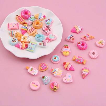 10/20/30/50 件可爱 3D 糖果和蛋糕形状美甲饰品 - 用于水晶指甲装饰 - 无香 - 美甲饰品 - 随机混合