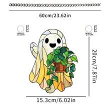1 Stück Geisterfänger - Bunte Acryl Fenster Hängendekoration, süße Geist und Pflanze Dekoration, Gothic Sonnenfänger, seltsame Heimdekoration, Halloween Fenster Dekoration, Geisterhaus Ästhetik, geeignet für Zuhause, Schlafzimmer, Wohnzimmer, Wanddekoration (Schutzfolie vor Gebrauch abziehen, aus Acryl gefertigt)