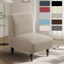 Armless Accent Slipper Chair Cover Slipcover,Stretch Spandex Removable Jacquard Non-Slip Slip Cover For Accent Chair Without Arms Furniture Protector For Living Dining RoomArmless Accent Slipper Chair Cover Slipcover,Slipper Chair Removable Fabric Stretch Spandex Removable For Armless Chair Furniture Protector Covers For Living Dining Room