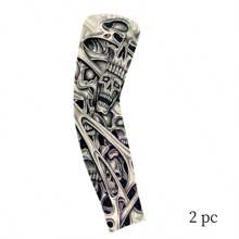 2pcs Sun Protection Sleeve Covers For Men, Thin Tattoo Arm Sleeves, Sun-Shading Sleeve, Cool Cycling Sleeves For Summer Fake Tattoo Arm Warmers Autumn Outfits Halloween Costumes Black Arm Sleeve Gifts For Men