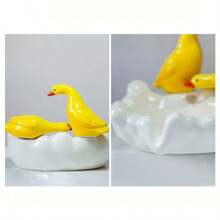 1pc Ceramics Duck Soap Box Cartoon Soap Dish Pearl Shell Drainable Soap Holder Soap Container Soap Dish For Tray Bathroom Accessories Shower & Bathtub