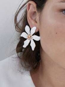 Brincos de flores assimétricos ZAA, ganchos de orelha de liga de óleo com gotas assimétricas e elegantes, brincos, brincos personalizados de flores frescas de verão