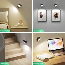 LED Wall Mounted Lights 3 Pcs With Remote, Wall Sconces Lamp 3000mAh Rechargeable Battery Operated, 3 Color Temperatures & Dimmable Magnetic 360° Rotation Cordless Light For Bedroom Bedside - 7W - View 5