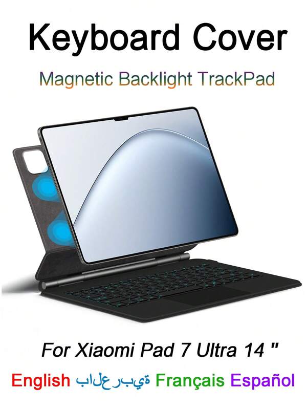 Funda mágica para teclado MiPad 7 Ultra 2025, funda para teclas inteligentes de 14 pulgadas, folio para tableta 25032RP42C, luz de fondo magnética, trackpad, árabe, español, francés