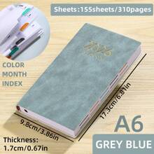 1pc A6 Size 2026 English Planner Book, 155 Sheets/310 Pages Daily Planner, Covering Jan 2026 To Dec 2026, PU Leather Soft Cover Notebook, Color Side Month Index, Applicable For Holiday Gifts, Birthday, And Daily Life Recording, School Supplies, Back To School