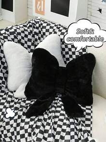 1pc Black Bow Decorative Throw Pillow, Soft & Cute, Suitable For Bed, Sofa And Bedroom Decor, Home Decor, Essential For Spring/Summer, Perfect Gift For Family, Friends, Graduation, Birthday - Black - View 6