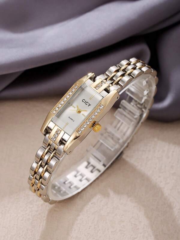 ساعة نسائية مربعة عصرية، ذات سوار من الفولاذ المقاوم للصدأ فاخر خفيفة الوزن، ساعة كوارتز مناسبة للطلاب والسيدات العاملات والاستخدام اليومي والهدايا