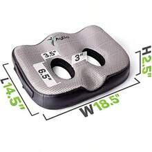 Socket Seat Cushion For Sit Bone And Back Pressure Relief Butt Tailbone Hip Hamstring Posture Support Firm Memory Foam Comfort Ischial Tuberosity Pillow For Desk Chair Or Car - GraphiteGray/Black - View 3