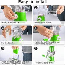 3 In 1 Rotary Cheese Grater Handheld Vegetable Slicer Stainless Steel Blades For Cheese Carrots Nuts Blue Multi Functional Kitchen Gadget Ergonomic Handle For Comfortable Use Dishwasher - 綠色 - 查看 3