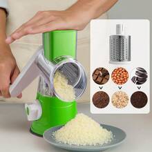 3 In 1 Rotary Cheese Grater Handheld Vegetable Slicer Stainless Steel Blades For Cheese Carrots Nuts Blue Multi Functional Kitchen Gadget Ergonomic Handle For Comfortable Use Dishwasher - 綠色 - 查看 6