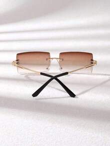 3pcs Women's Classic Square Frame Metal Frame Y2K Blue Double Bridge Glasses Set Rectangular Shape Women Fashion Glasses Shades - Multicolor - View 3