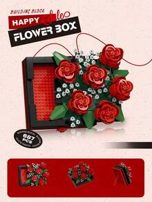687 piezas Bloques de construcción de ramos de flores con soporte y caja sorpresa - Perfecto para decoración del hogar de adultos de 14 años en adelante, Día de San Valentín, regalos de cumpleaños, regalos para amantes, amigos, familia, regalos festivos, regalos del Día del Padre, regalos del Día de la Madre, regalos de boda, decoraciones de boda, regalos de graduación