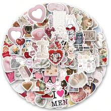 120PCS Coquette Stickers Vinyl Aesthetics Stickers For Scrapbooking, Diary, Laptop, Bumper, Skateboard, Water Bottle, Computer, Phone, Cartoon, Hard Hat, Car Stickers And Decals - Multicolor - View 1