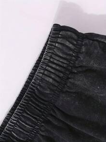 Star Print Shorts Gradient Washed Shorts, Y2K 100% Cotton Men's Graphic Print Shorts, Men's Print-Shorts, Custom Men's Tops, Men's Gradien Tgraphic Shorts , Summer Comfort Cotton Shorts, Vintage Washed Denim Shorts, Artistic Y2K Wash Shorts - Black - View 6