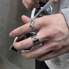 VKHK 1 件不锈钢星形印章戒指，适合男女，情侣礼物