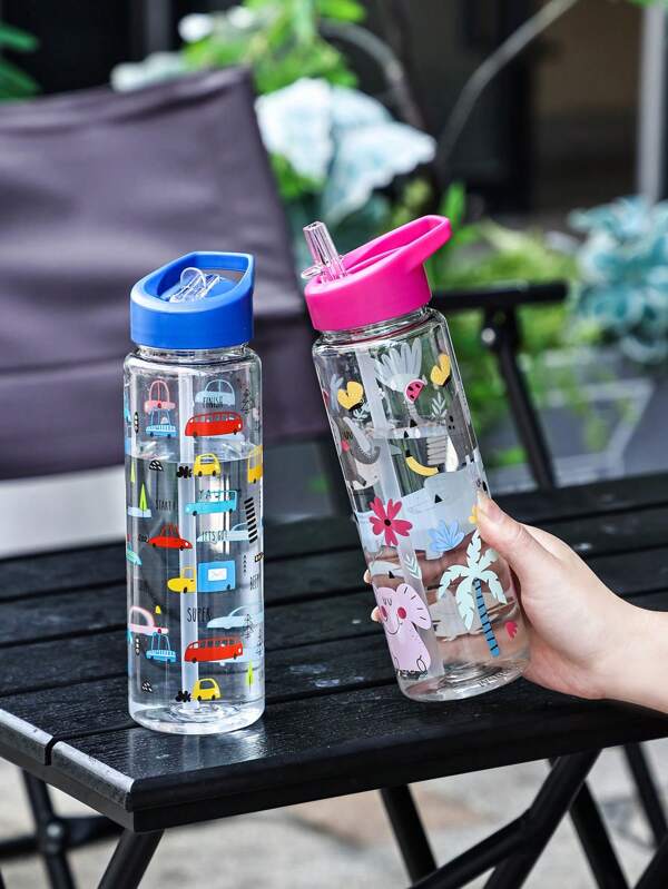 (Suitable For Boys And Girls, 4 Patterns To Choose From) Student Water Bottle, Suitable For Kindergarten, 1pc Water Bottle - 800ml Capacity, Straw Cup, Leak-Proof, Shatter-Resistant, Portable - Ideal For Travel, Outdoor Activities, Best Gift For Girls