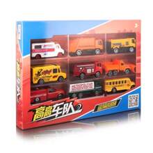 Burago Transporter Series Alloy Vehicle Set Of 9 Pieces - Durable Metal Children's Toy Car Suitable For Ages 3 And Up, Gift For Boys On Their Birthday