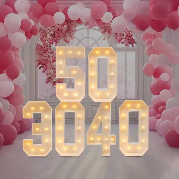 3FT DIY Marquee Light Up Numbers For Birthday Decor Mosaic Numbers For Wedding Christmas Gift Foam Board Kit