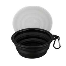 Tazón plegable para mascotas con tapa, tazón de agua/comida antiderrame para viaje para gatos y perros (Diseño desmontable con gancho para acampada y senderismo + Silicona fácil de limpiar)