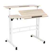 Bureau debout mobile avec plateau pour souris, réglable en hauteur, bureau assis-debout roulant, petit poste de travail sur roulettes pour ordinateur debout, bureau assis-debout pour bureau à domicile