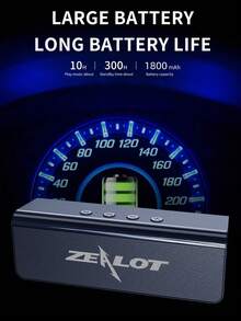 ZEALOT S31 10W Wireless Speaker, Portable Bluetooth Speaker For Outdoor, 1800mAh Long-Lasting Battery Up To 8 Hours Playtime, Compatible With Smartphone/Tablet/TV, Supports SD Card/USB/AUX Input, Pairing Function, Suitable For Car/Outdoor/Camping/Beach/Party - Black - View 7