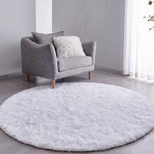 Sour Lemon Living Room Rugs, 160 X 160 Cm, Grey Round Rug For Bedroom, Washable, Non-Slip, Fluffy Rug, Shaggy, Soft Rugs, Mat For Hallway, Living Room - trắng - Xem 7