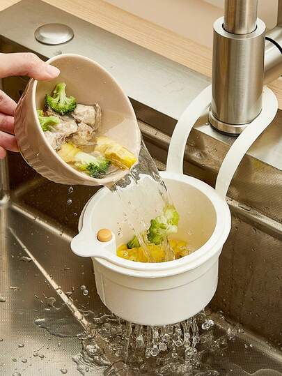 水槽过滤篮，按压自动倾倒厨房沥水篮，自清洁厨房水槽食物垃圾收集器水龙头悬挂，水槽垃圾收集器用于垃圾剩余物